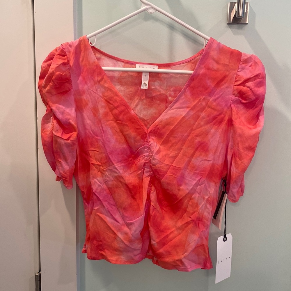 Leith smocked watercolor top